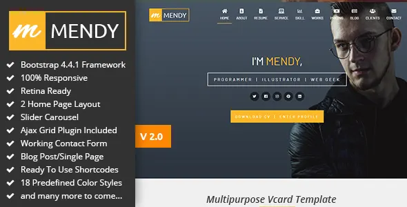Mendy-Personal Vcard-Resume-HTML5-Template-presentation