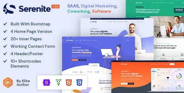 Serenite Saas Software Landing & Startup Agency Template | Themeforest