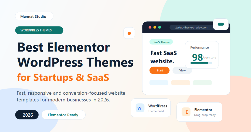 Best Elementor WordPress themes for startups and SaaS websites in 2026